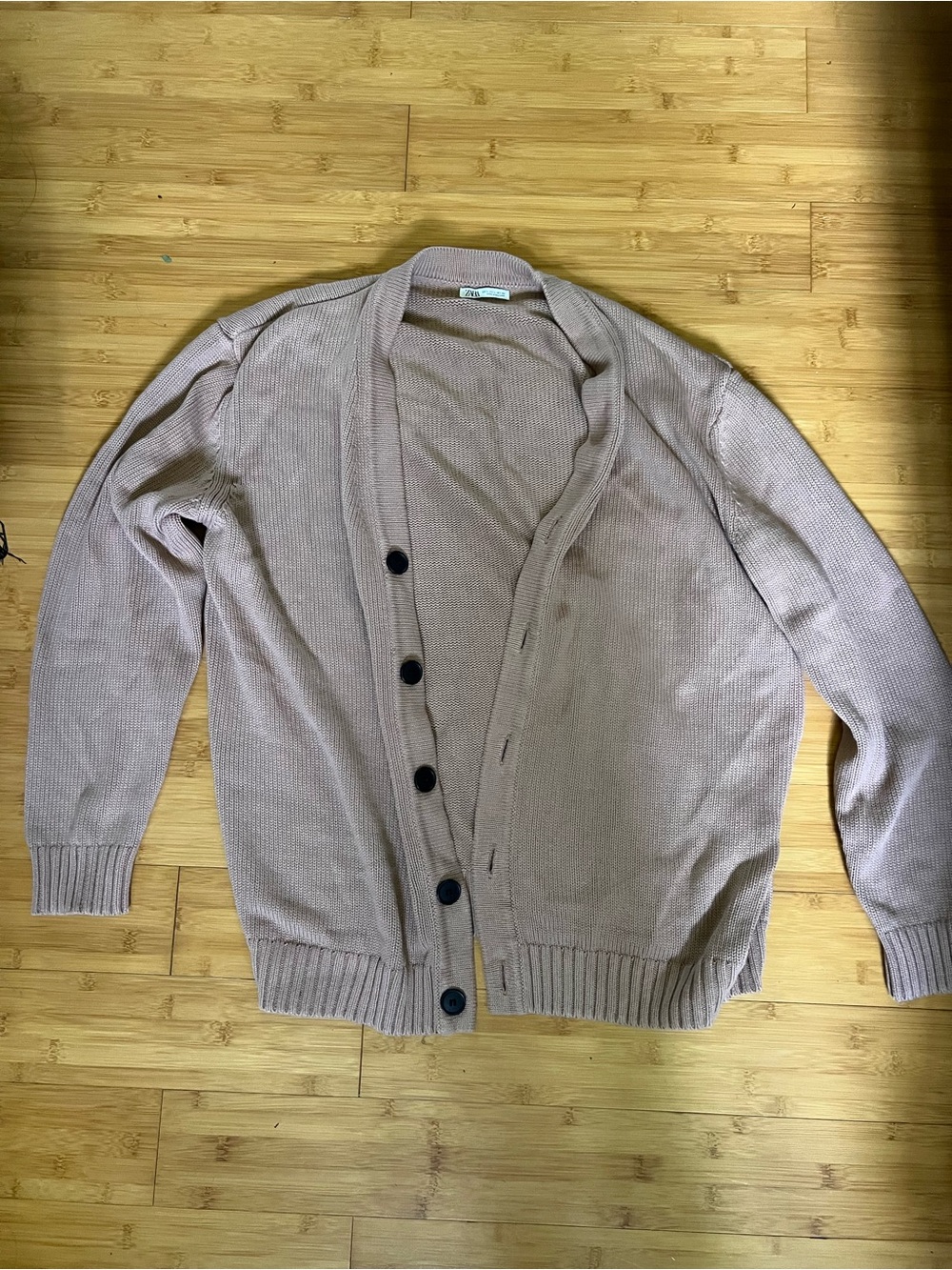 Zara Men's Light Brown Button-Front Knit Cardigan